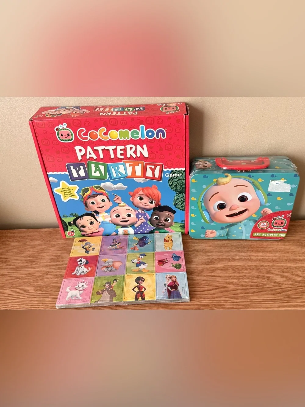 Kids Pattern Matching Game and cocomelon activity tin box - new